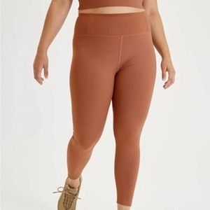 Girlfriend Collective Ribbed High-Rise Compressive Leggings Rye Brown Large